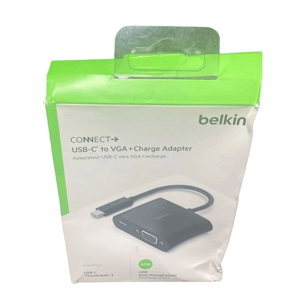 Belkin USB-C VGA Adapter 60W Power Delivery Thunderbolt 3 NEW Rough Box